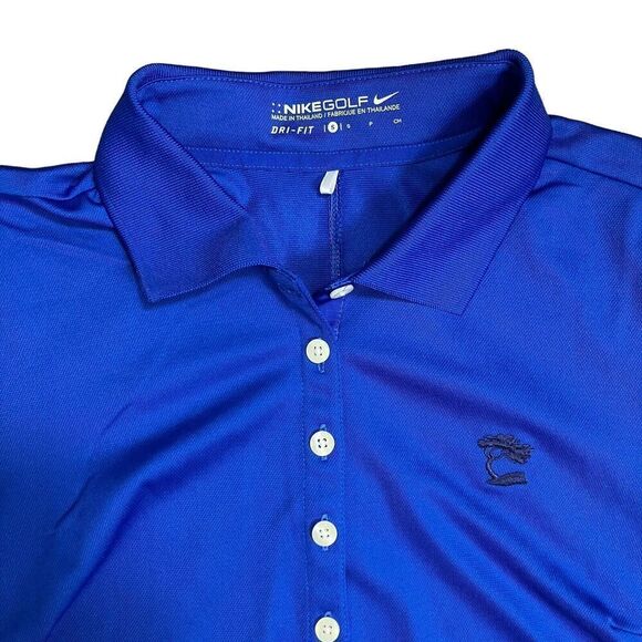 Nike Golf Women’s S Dri-Fit Short Sleeve Fitted Polo Dark Royal Blue Tree Logo* - Picture 1 of 8